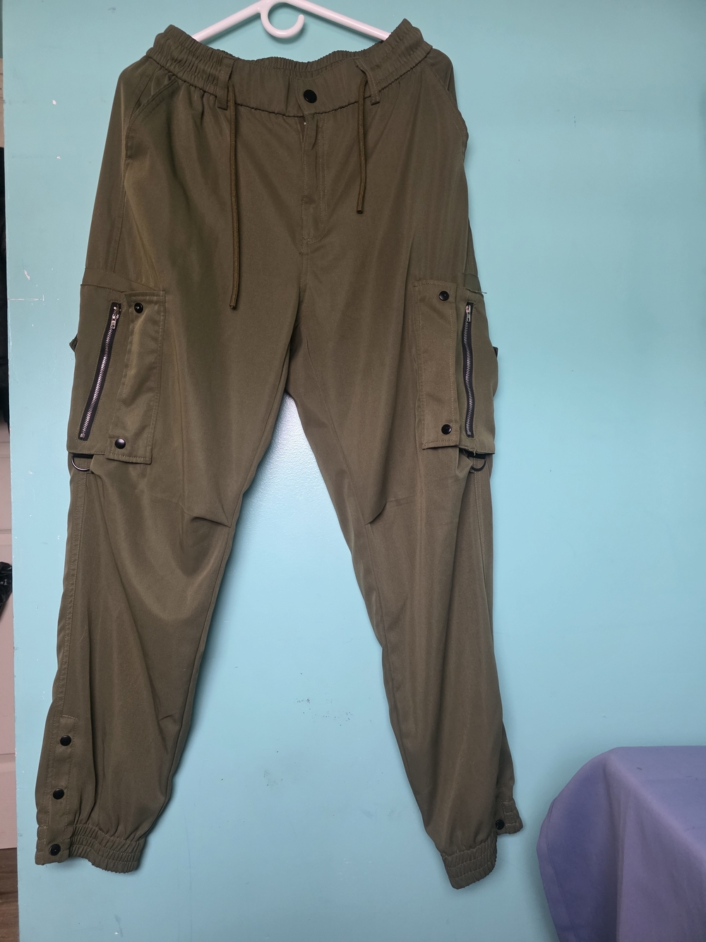 YNS Generic Olive Cargo Jogger Pants with Zipper Pockets